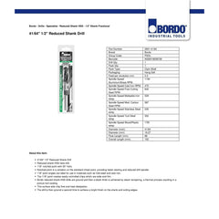 BORDO DRILLS Bordo 41/64" HSS Reduced Shank Drill