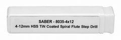Bordo Saber 8035 4-12mm HSS TiN Coated Spiral Flute Step Drill - Twin Eagle Imports