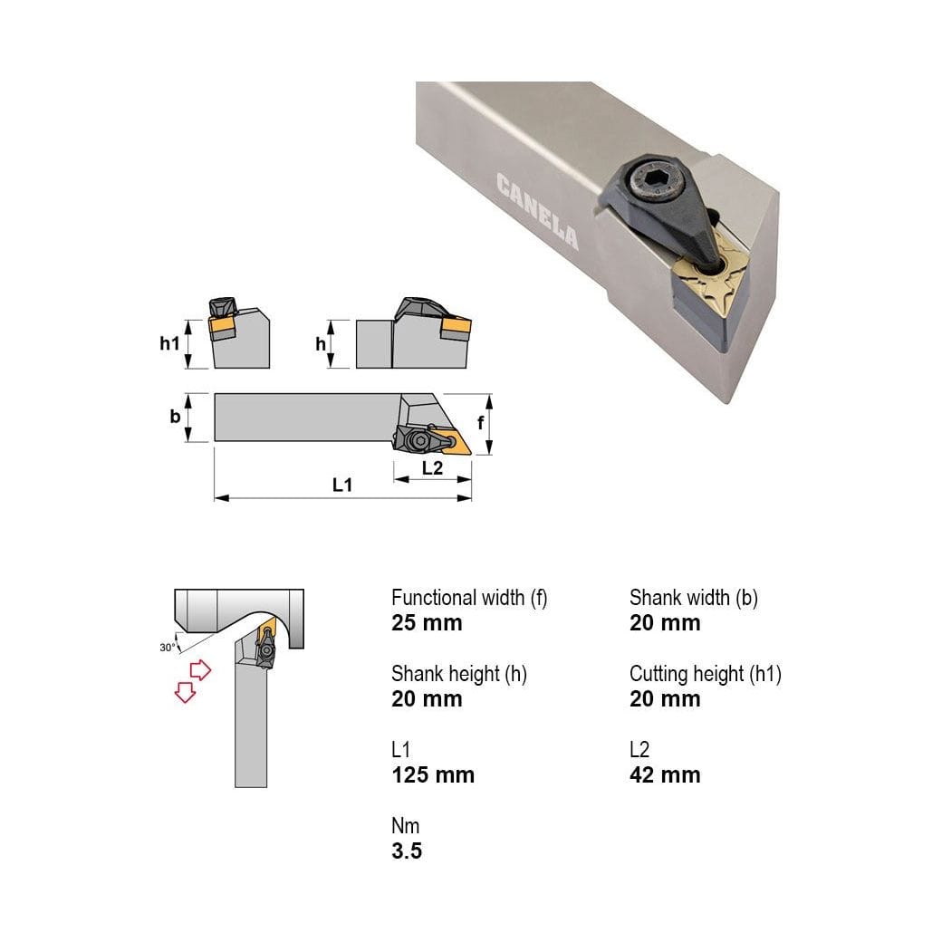 Canela Dimple Lock Turning Tool Holder DDJNL2020K15-N 20mm Shank - Twin Eagle Imports