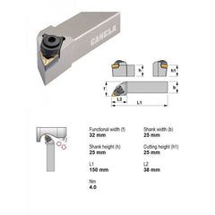 Canela MTJNR2525M22 Turning & Profiling Toolholder – 25×25 mm - Twin Eagle Imports