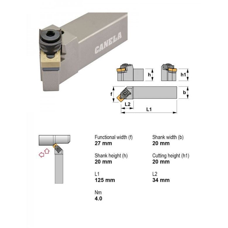 CANELA S.A. TOOL HOLDERS Canela MSSNR2020K12 External Turning Toolholder – 20×20 mm