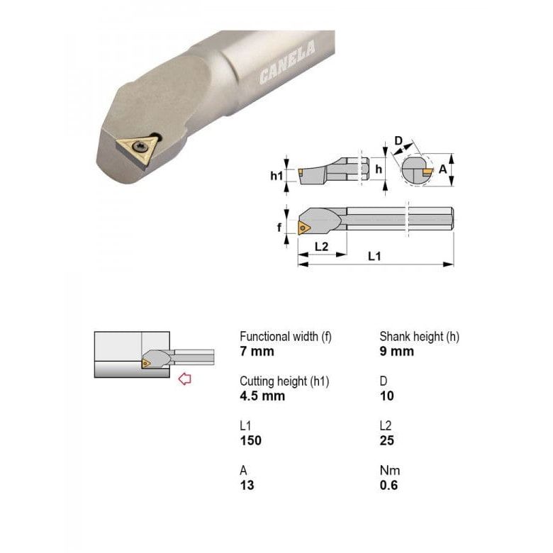 CANELA S.A. TOOL HOLDERS Canela S10STFCR09 Internal Boring Bar – Ø10 mm