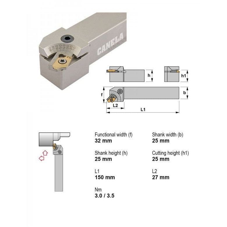Canela STXCR2525M16 Chamfer Turning Toolholder – 25×25 mm - Twin Eagle Imports
