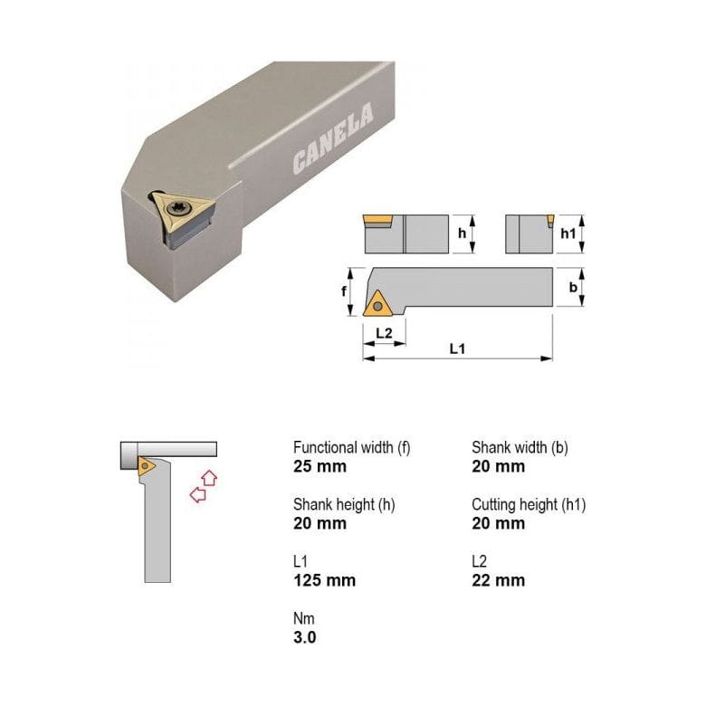 Canela Turning Tool Canela Center Screw Turning Tool Holder STGCR2020K16 20mm Shank