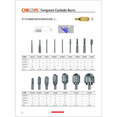 CH Tools – SC3MNF 10mm Double Cut Metric Carbide Burr (Cylinder with Radius End, 6mm Shank) - Twin Eagle Imports