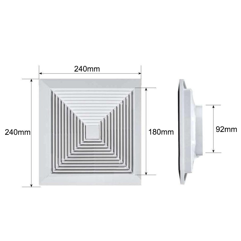 Twin Pack Ductsure 100mm Port Square Ceiling Diffuser With Adaptor Plate