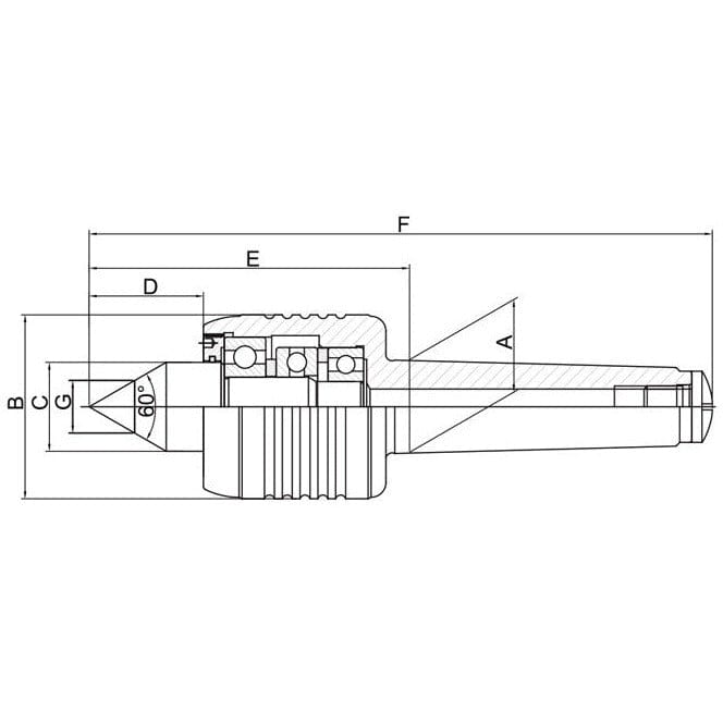 Dajiu Live Centre Live Centre Extended Nose MT2 M12 Drawbar Medium Duty