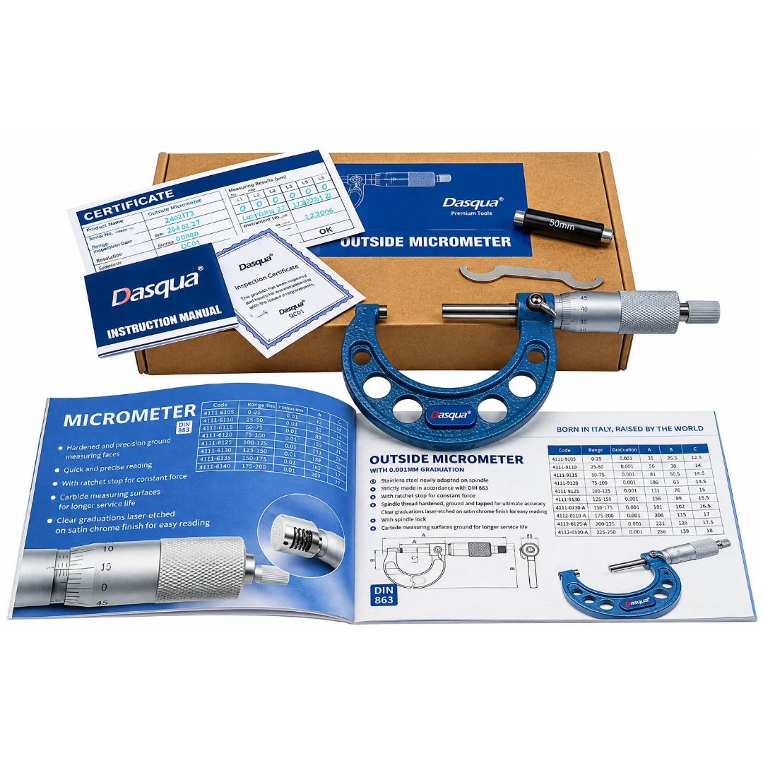 Dasqua Outside Micrometer 50 - 75 mm Series 4111-8115A - Twin Eagle Imports