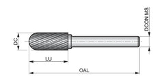 Dormer Pramet Double Cut Carbide Burr (Cylinder Ball Nose) P805 12.7mm SC5M - Twin Eagle Imports