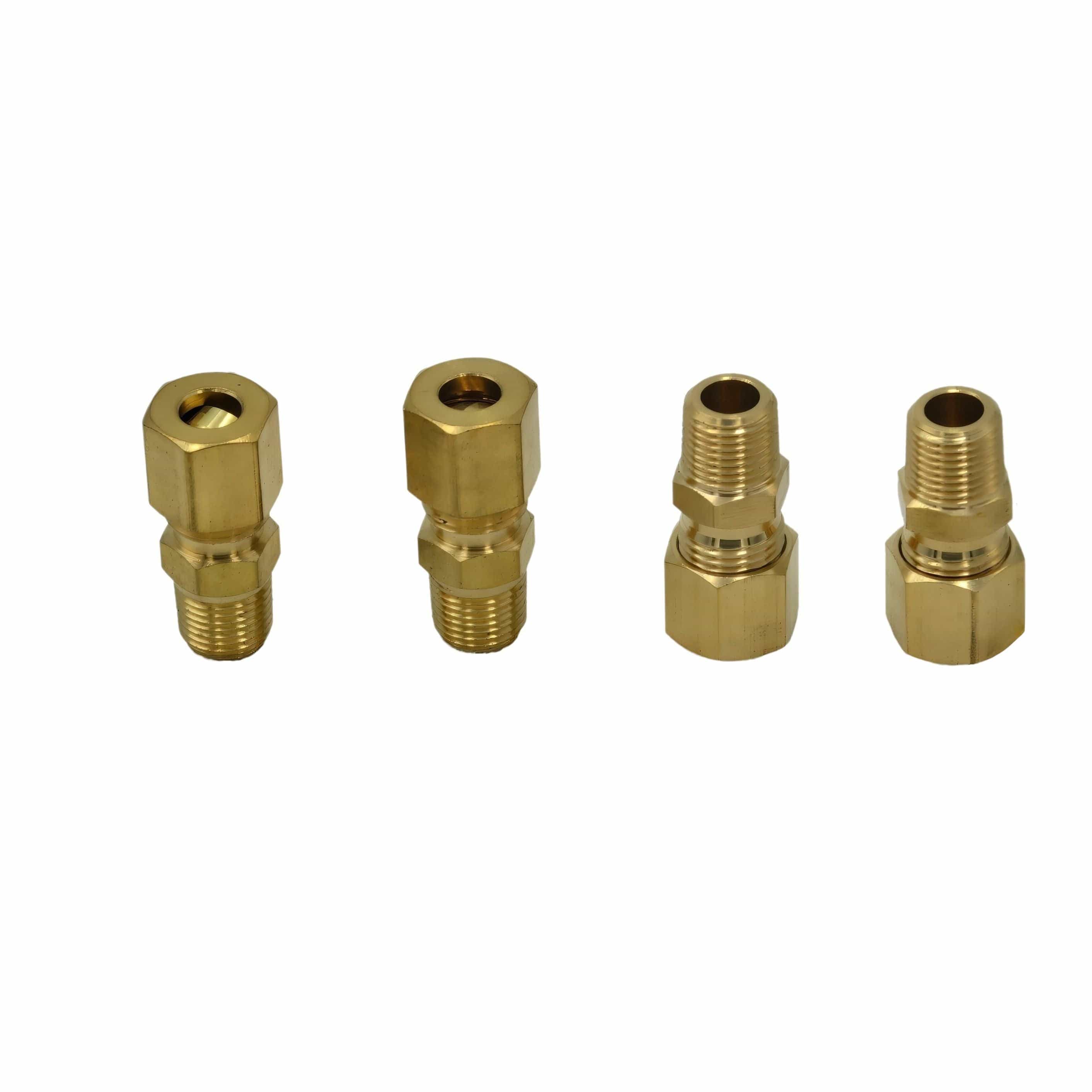 DOT Brass Connector 4pc Brass Compression Male Female Connector (T1/4xM1/8)