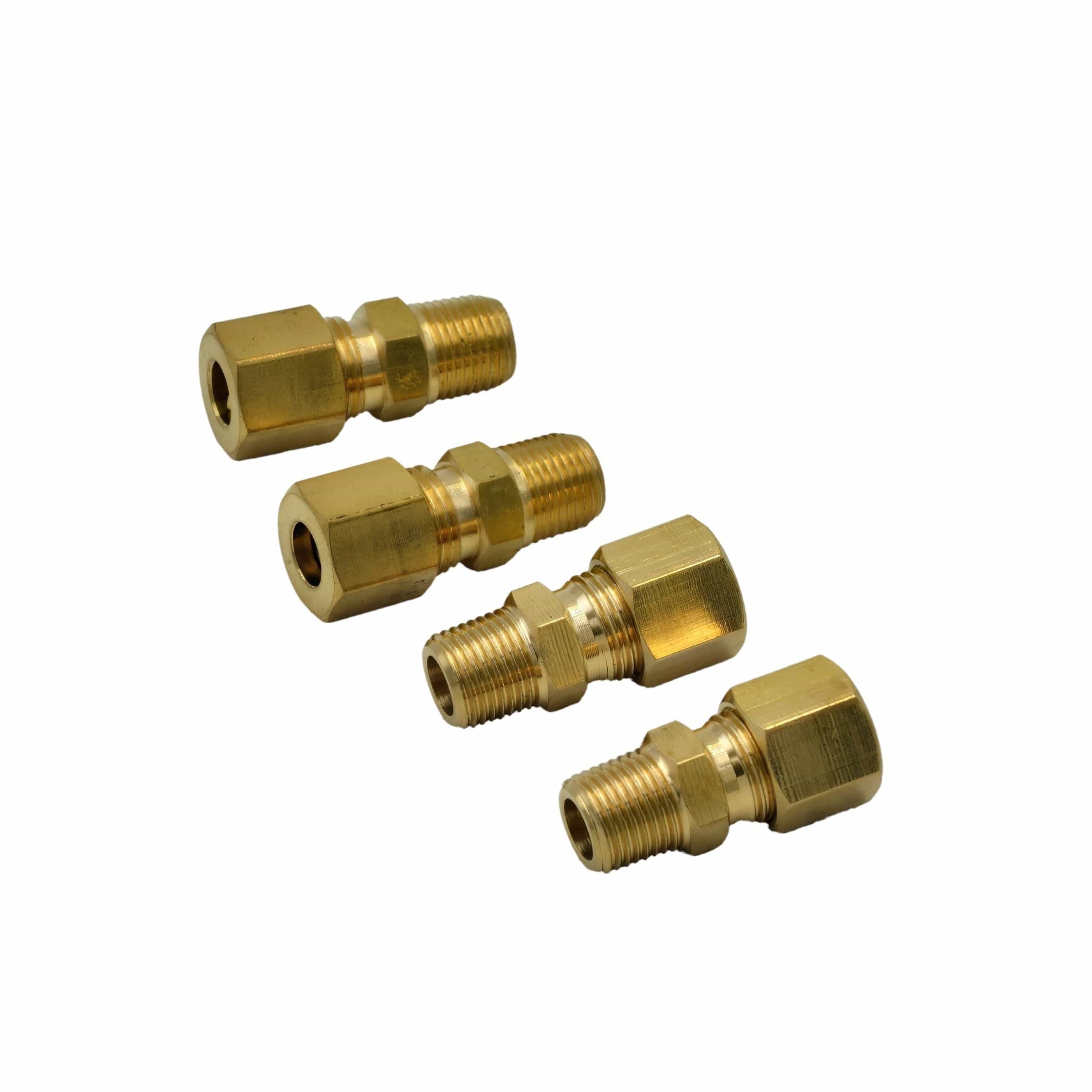 DOT Brass Connector 4pc Brass Compression Male Female Connector (T1/4xM1/8)