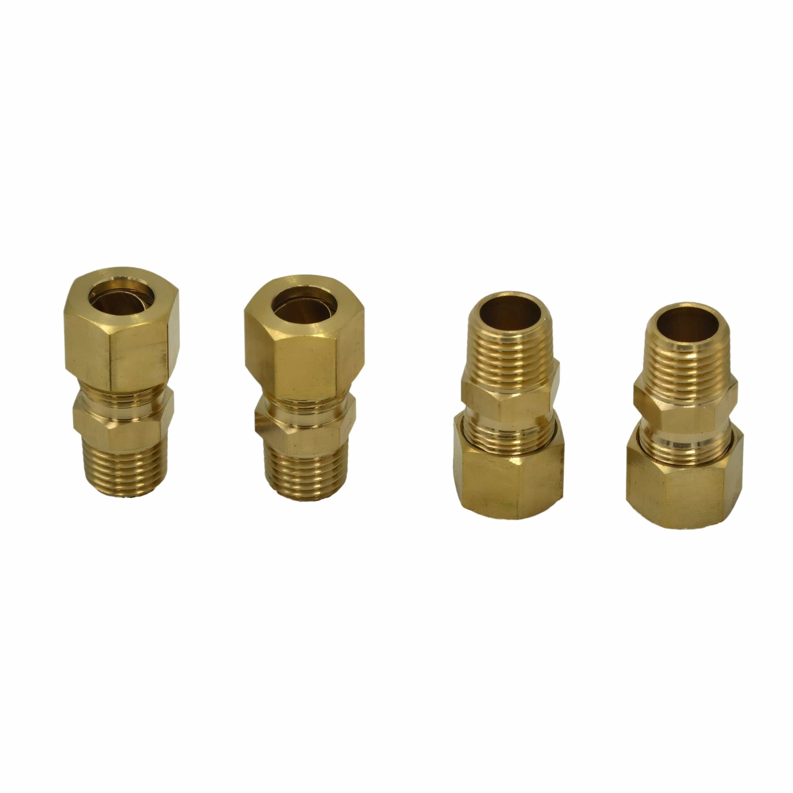 DOT Brass Connector 4pc Brass Compression Male Female Connector (T3/8xM1/4)