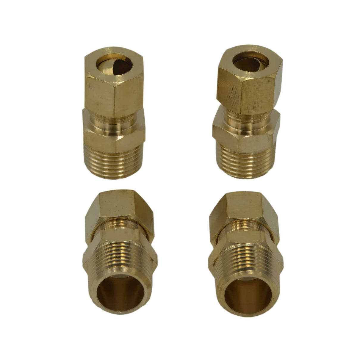 DOT Brass Connector 4pc Brass Compression Male Female Connector (T3/8xM3/8)
