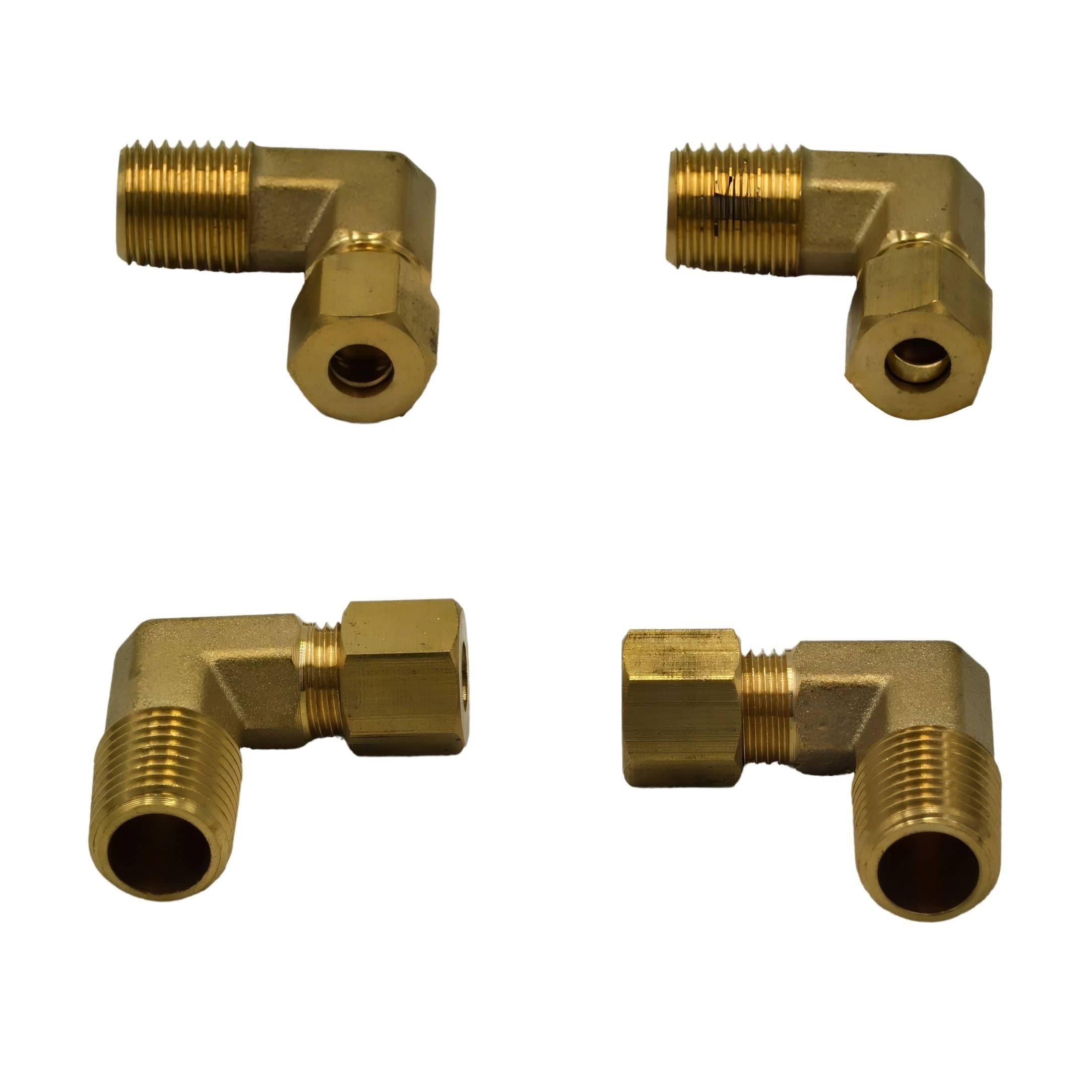 DOT Brass Connector 4pc Brass Compression Union 90° Male Female Elbow (T1/4xM1/4)