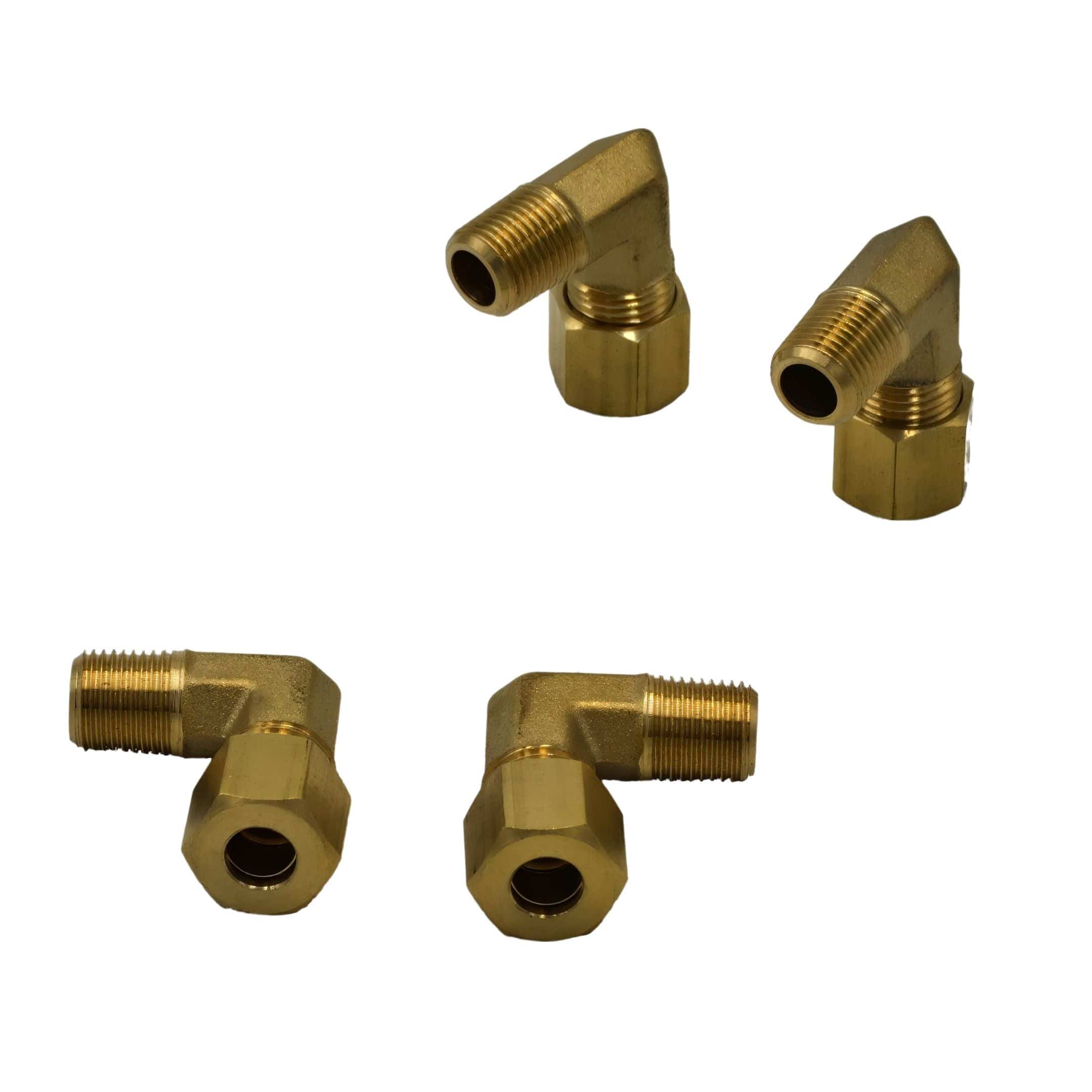 DOT Brass Connector 4pc Brass Compression Union 90° Male Female Elbow (T1/4xM1/8)