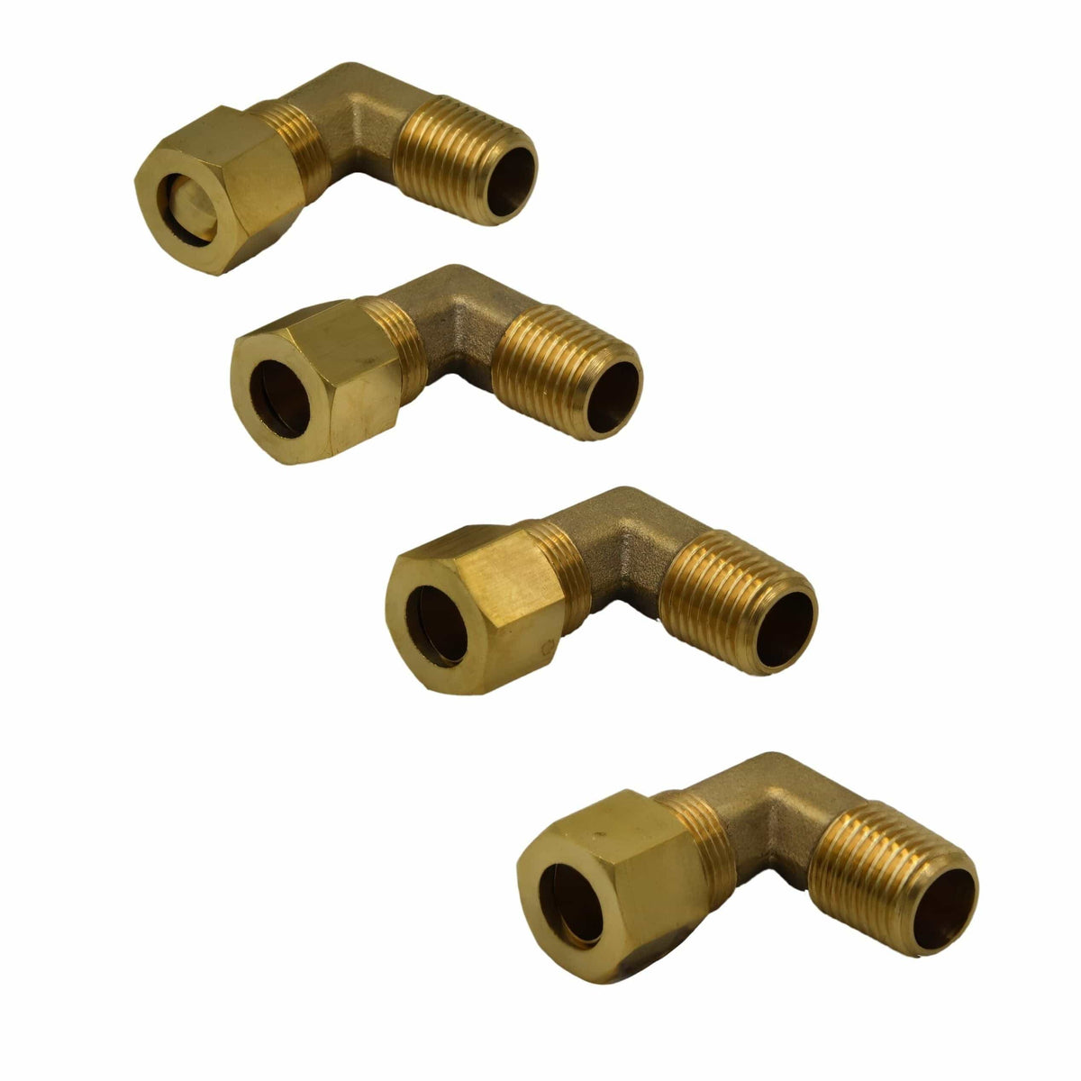 DOT Brass Connector 4pc Brass Compression Union 90° Male Female Elbow (T3/8xM1/4)