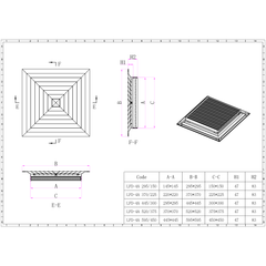 Ductsure Ventilation Pack of 6 Ductsure White Aluminium Vent Grille Square Slat (370x370mm)