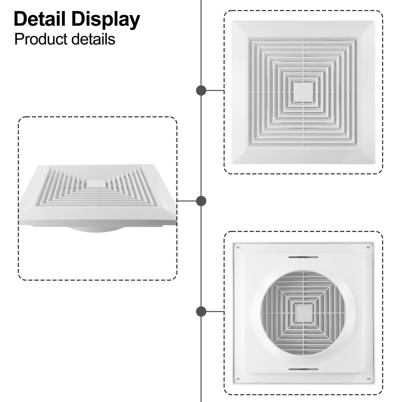 Ductsure Ventilation Twin Pack Ductsure 150mm Port Square Ceiling Diffuser With Adaptor Plate