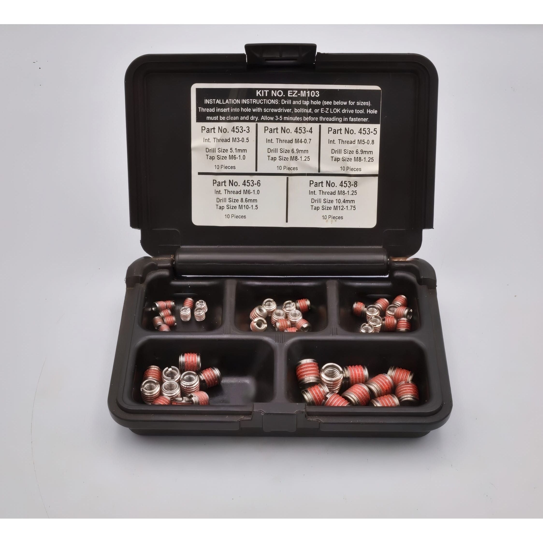 E-Z LOK INSERTS E-Z LOK EZ-M103 Metric Thread Repair Insert Kit M3–M8