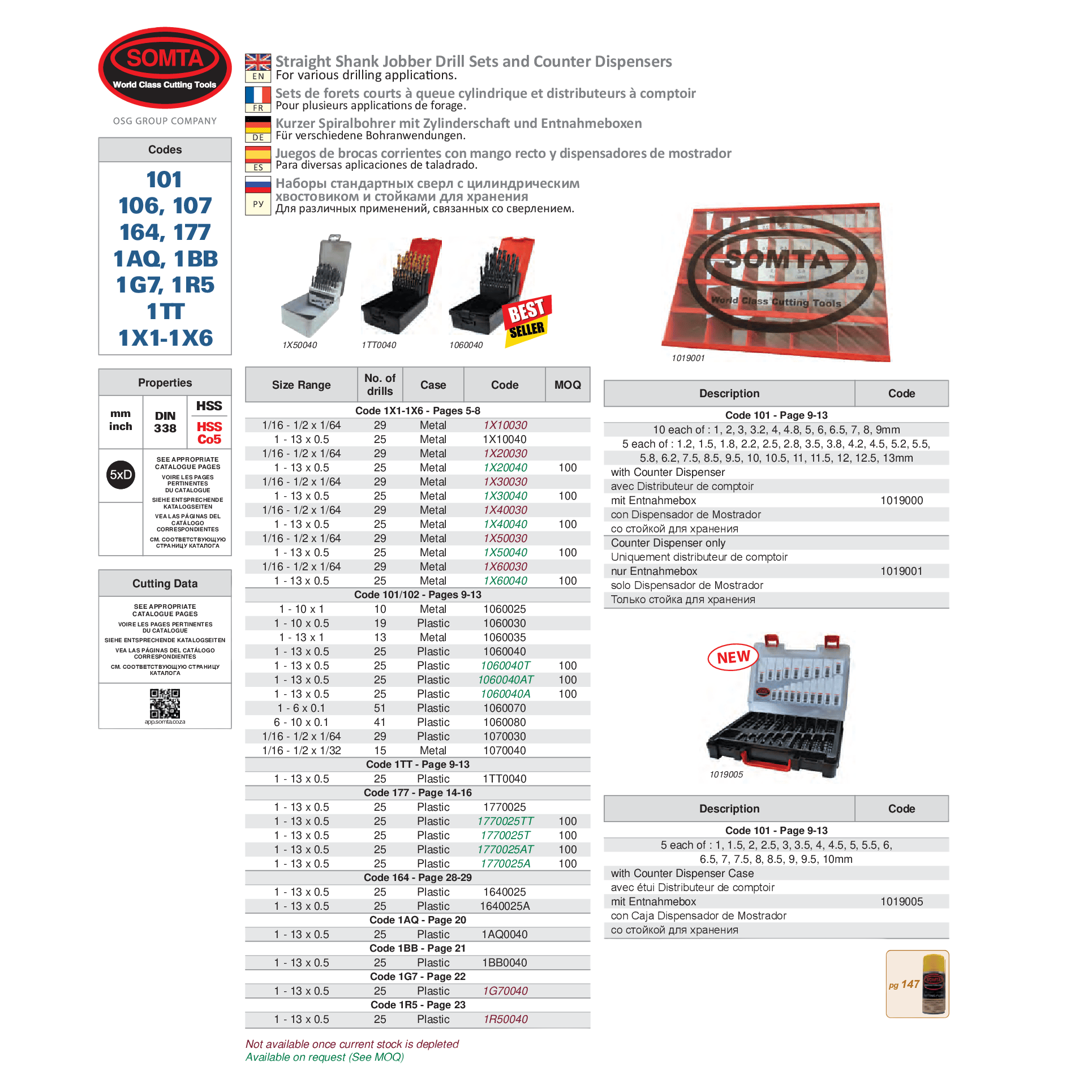 Somta Series 107 – 1/16 - 1/2"  X 1/64 Jobber Drill Set
