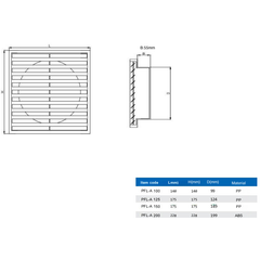 Twin Pack PFL150 Ductsure Ducting Wall Vent : Fixed Louver - Φ150