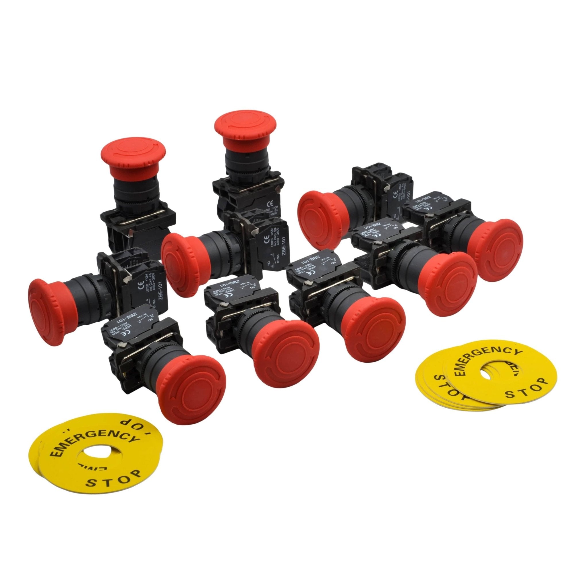 Emergency Stop Panel Mount x 10 piece Switch Electrical 12V 24V TB5-AS545 - Twin Eagle Imports