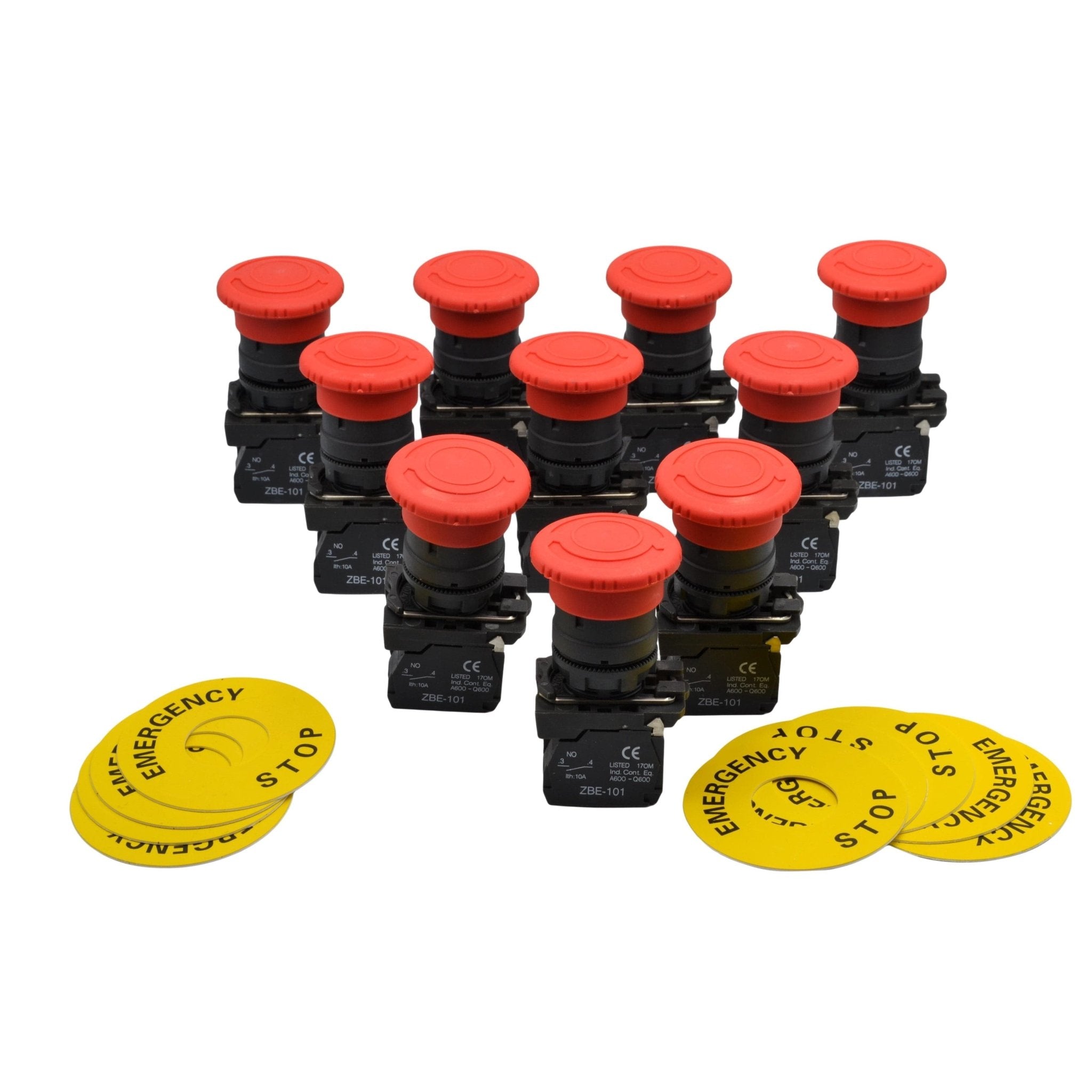 Emergency Stop Panel Mount x 10 piece Switch Electrical 12V 24V TB5-AS545 - Twin Eagle Imports