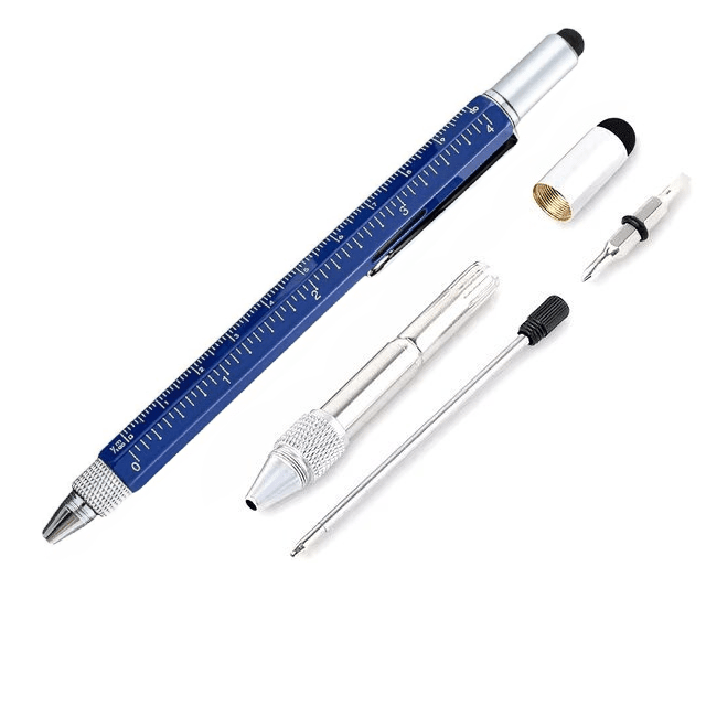 Full Metal Body 6-in-1 Multi-Function Tool Blue Engineers Pen - Twin Eagle Imports