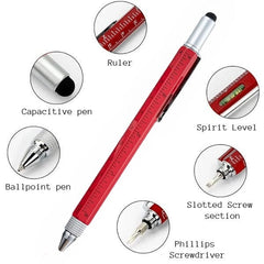 Full Metal Body 6-in-1 Multi-Function Tool Red Engineers Pen - Twin Eagle Imports