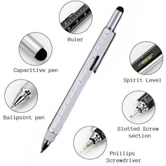 Full Metal Body 6-in-1 Multi-Function Tool Silver Engineers Pen - Twin Eagle Imports