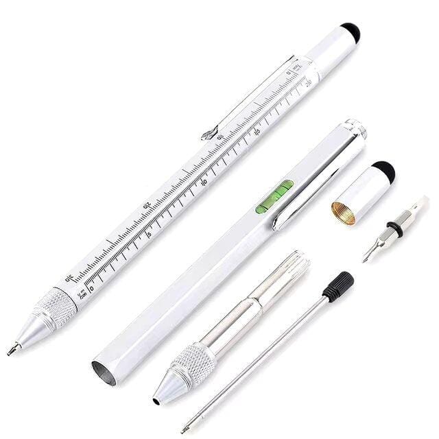 Full Metal Body 6-in-1 Multi-Function Tool White Engineers Pen - Twin Eagle Imports
