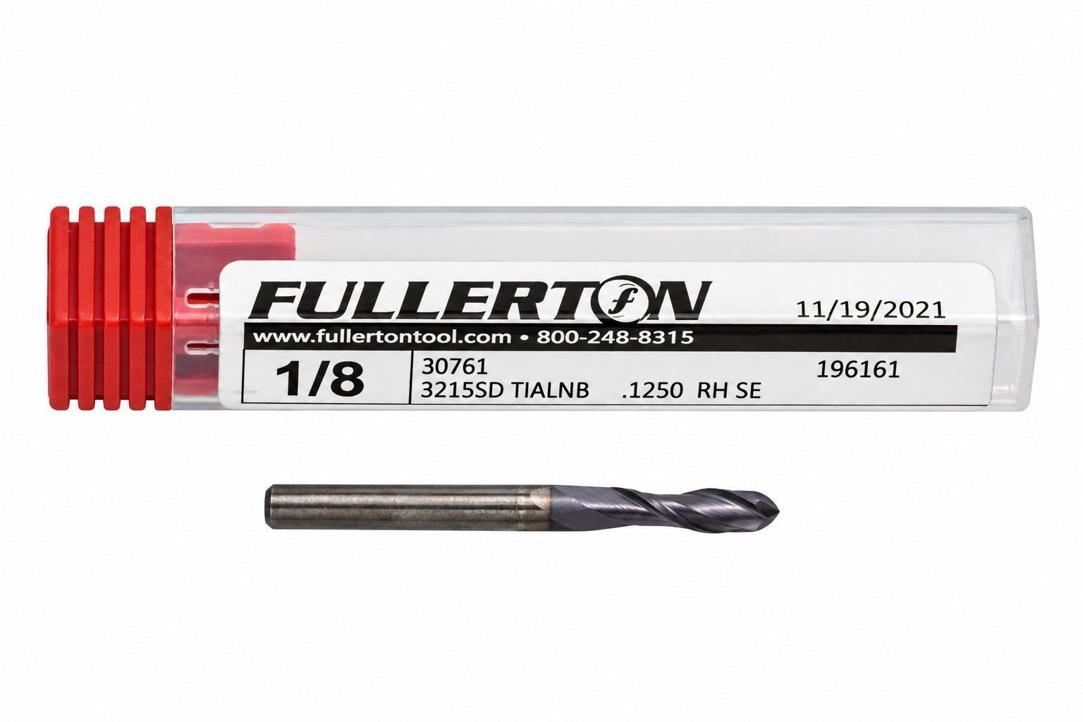 Fullerton 1/8" 2 Flute TiAlN Coated Carbide Ball Nose Endmill - 3215 Series - Twin Eagle Imports