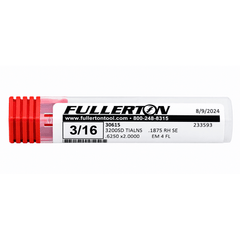 Fullerton 30615 3/16 Inch 4 Flute TiAlN Coated Carbide Square End Mill - Twin Eagle Imports