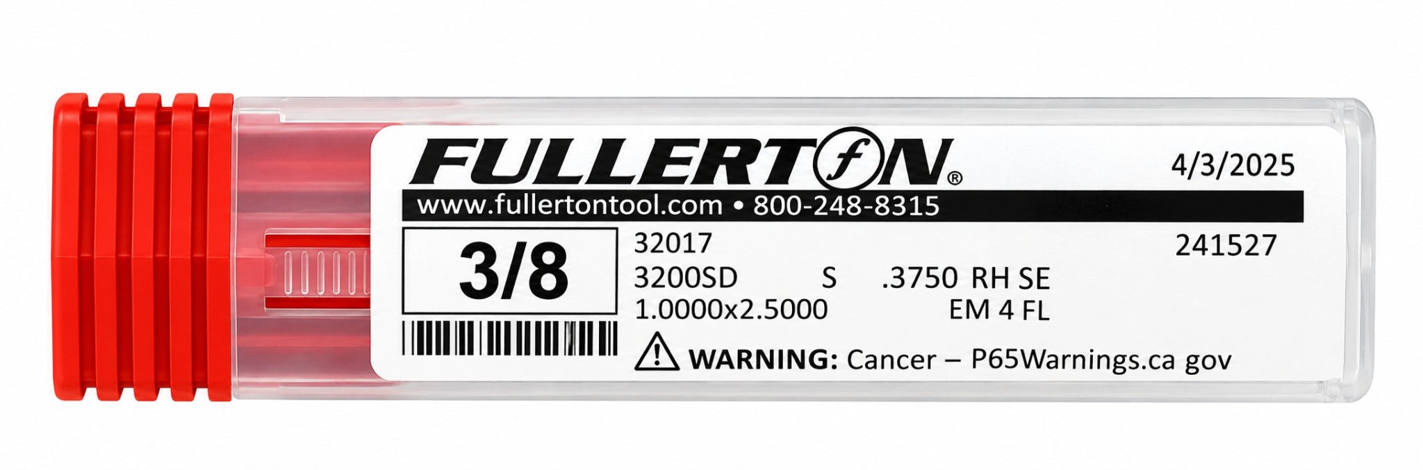 Fullerton 32017 0.3750" 4 Flute Standard Square End Mill - Twin Eagle Imports