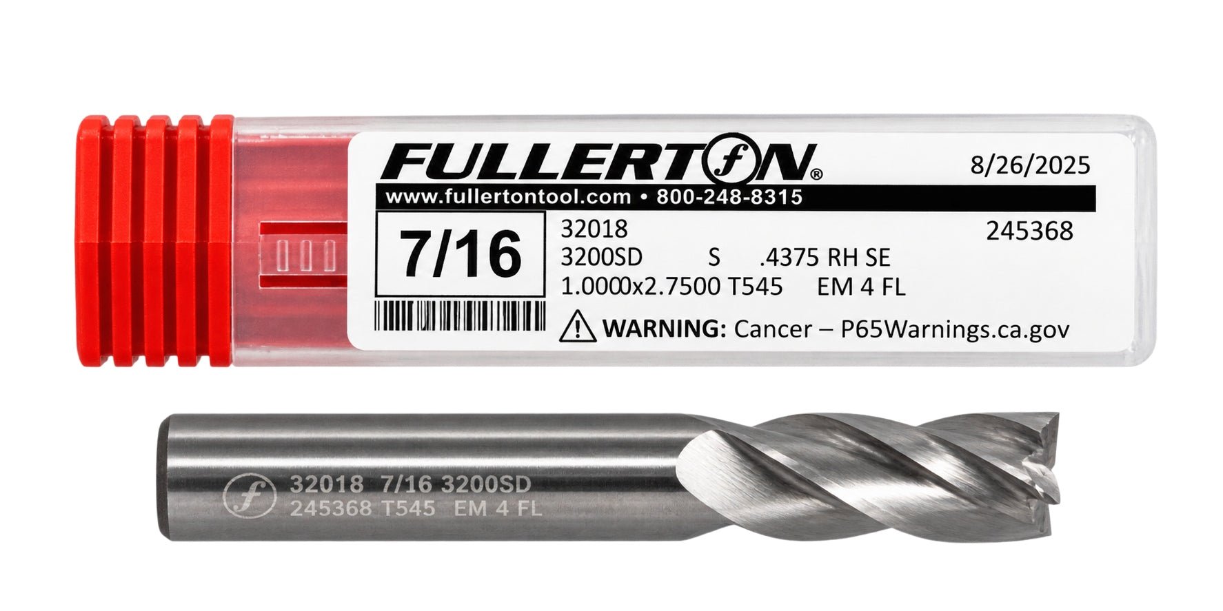 Fullerton 32018 0.4375" 4 Flute Standard Square End Mill - Twin Eagle Imports