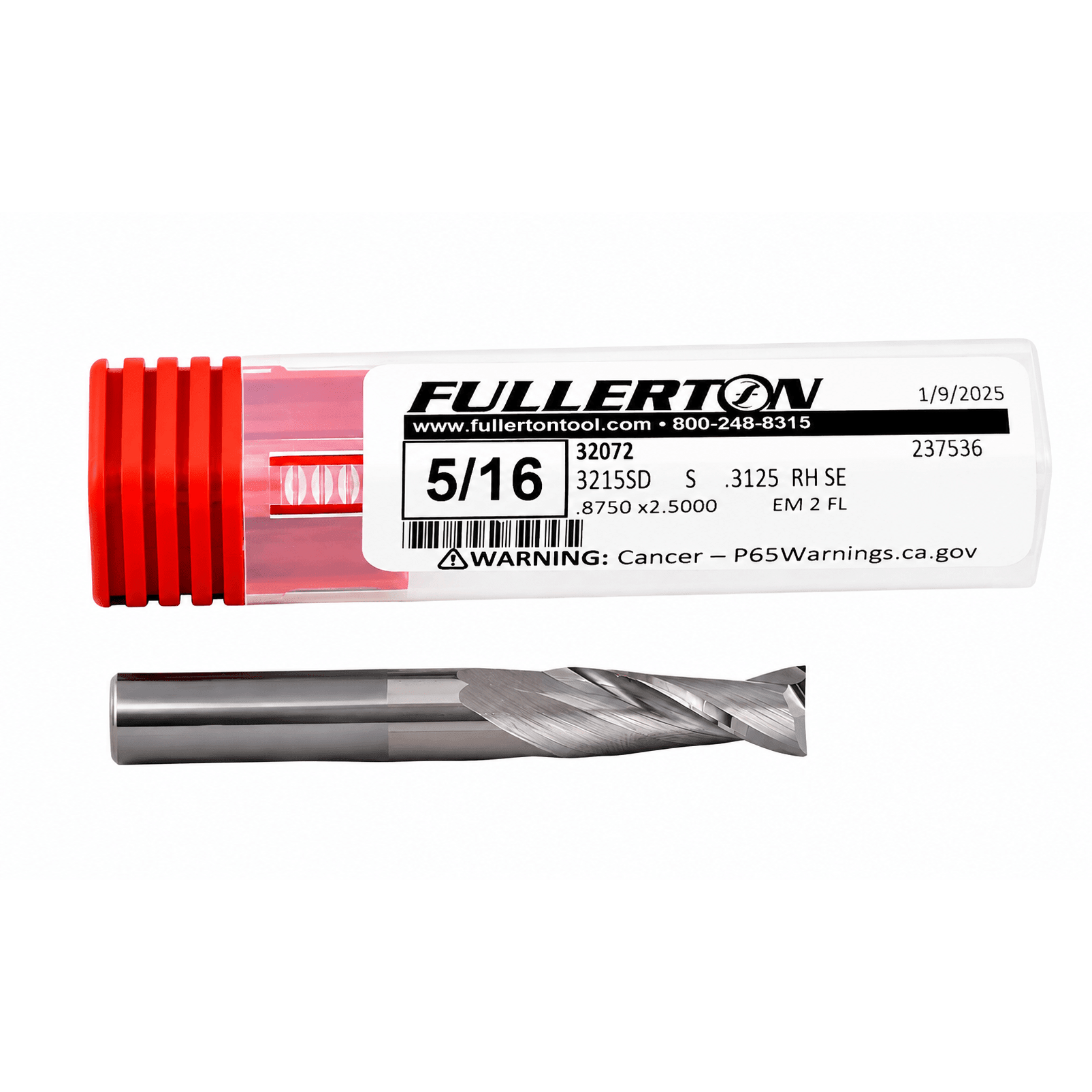 Fullerton 32072 5/16 Inch 2 Flute Carbide Square End Mill - Twin Eagle Imports