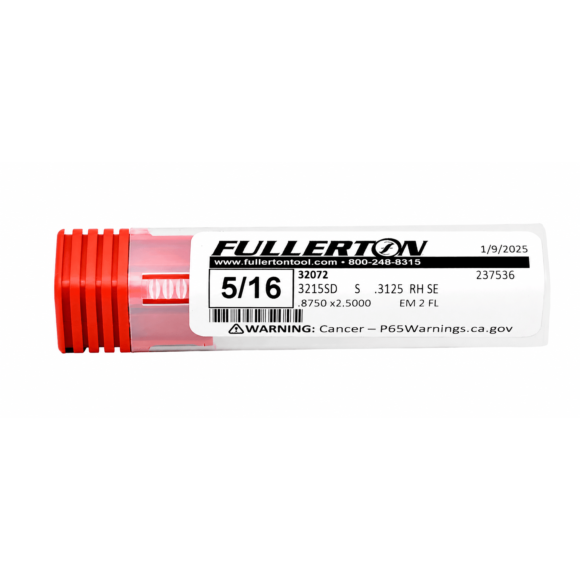 Fullerton 32072 5/16 Inch 2 Flute Carbide Square End Mill - Twin Eagle Imports