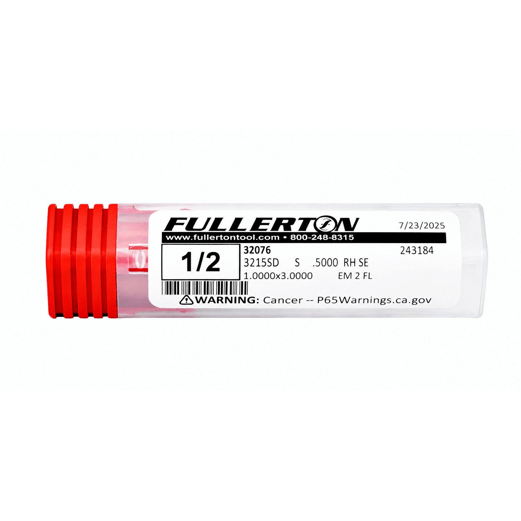 Fullerton 32076 1/2 Inch 2 Flute Carbide Square End Mill - Twin Eagle Imports
