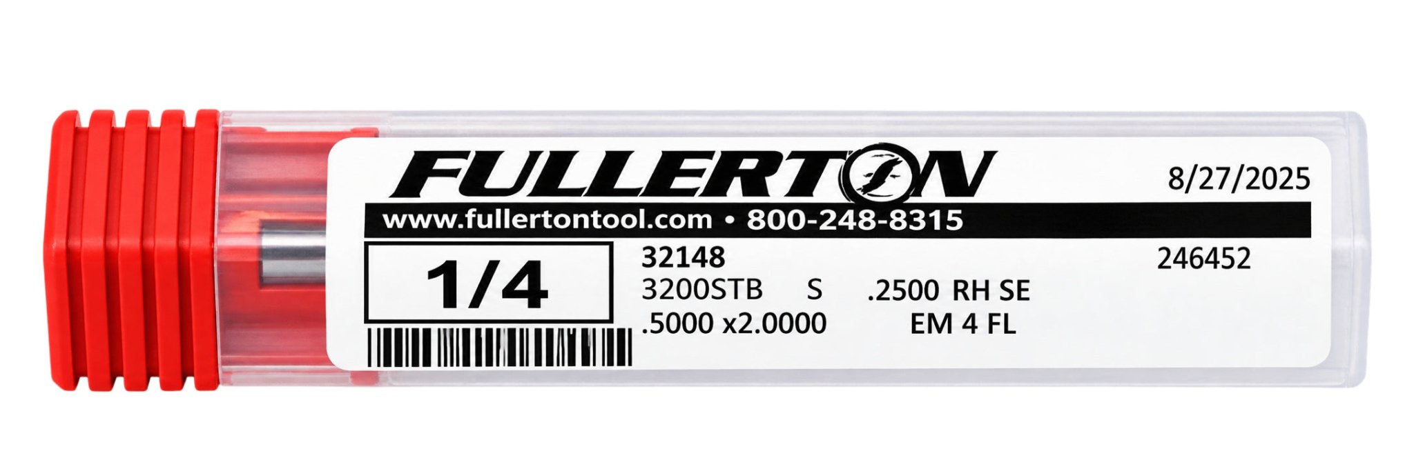 Fullerton 32148 1/4" 4 Flute Stub Square End Mill - Twin Eagle Imports