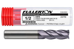 Fullerton 33818 0.5000" 4 Flute TiAlN Coated Corner Radius End Mill - Twin Eagle Imports