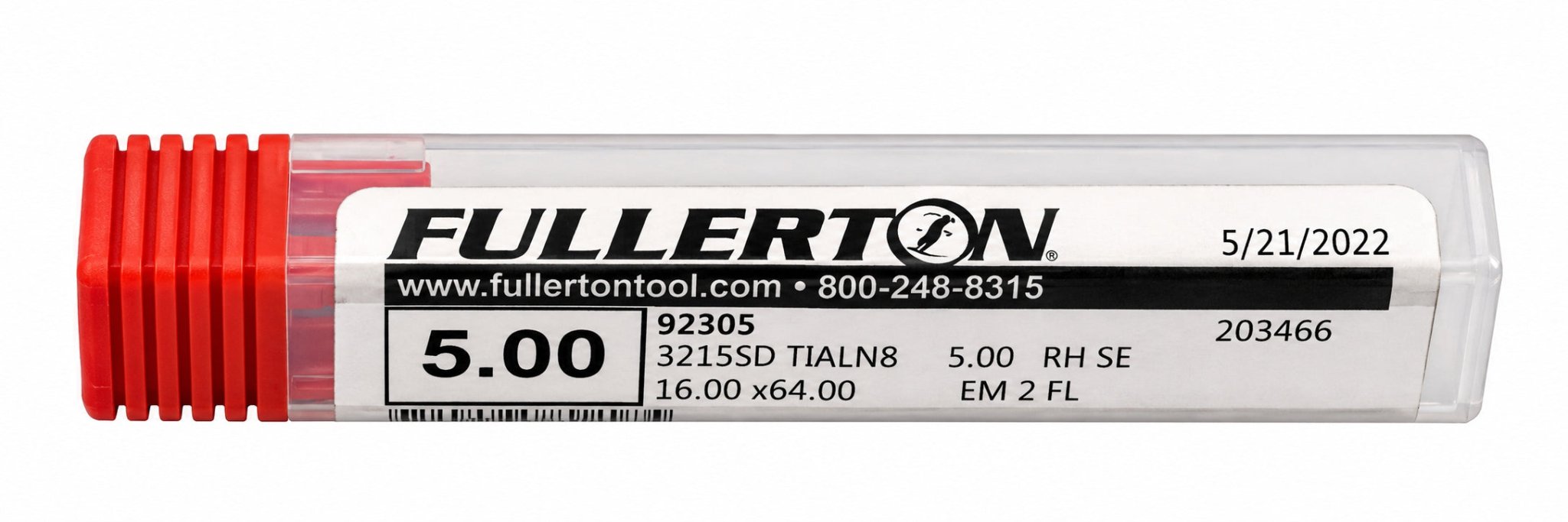 Fullerton 5.0mm 2 Flute TiAlN Coated Carbide Ball Nose Endmill - 3215 Series - Twin Eagle Imports