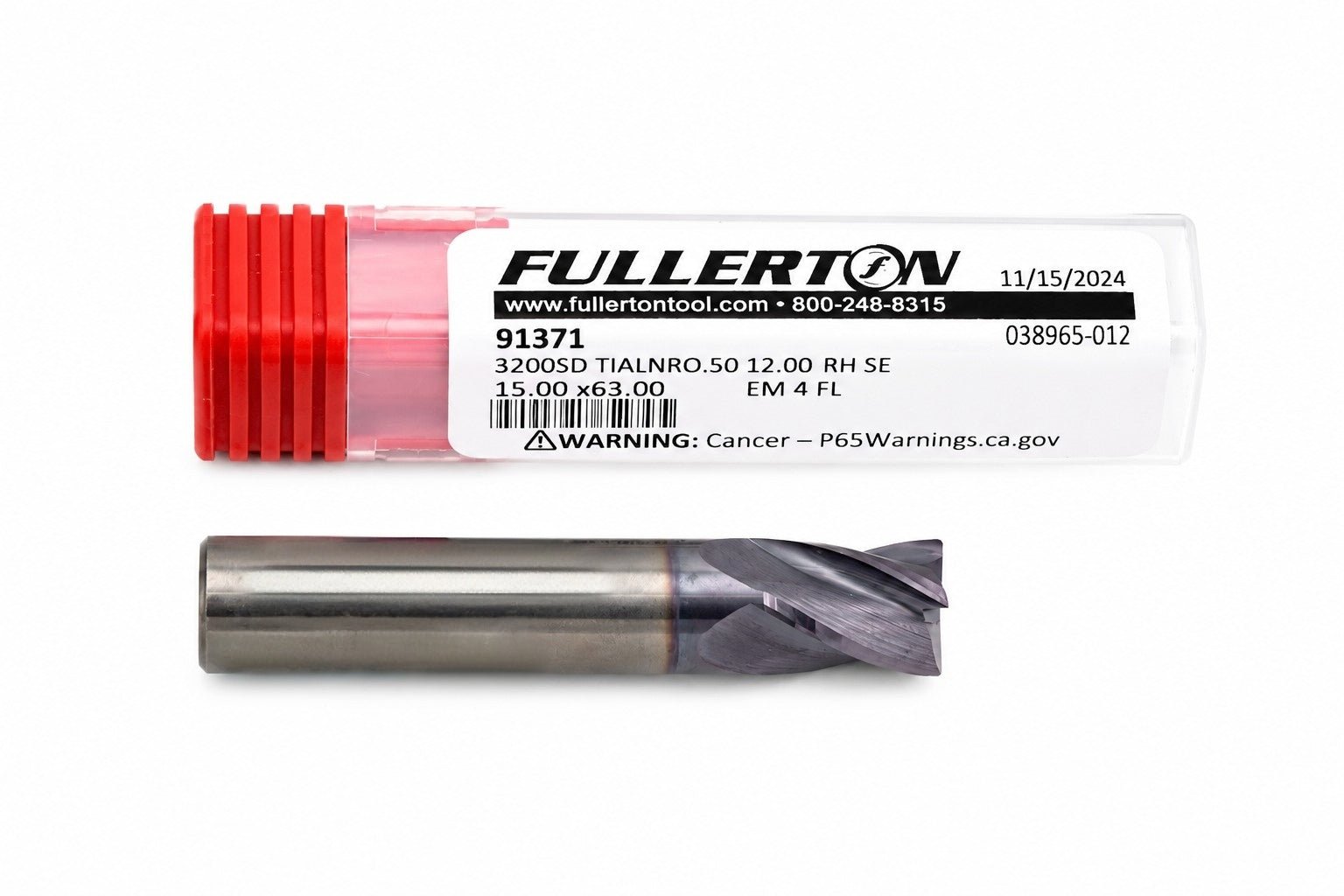 Fullerton 91371 0.4724" 4 Flute TiAlN Coated Corner Radius End Mill
