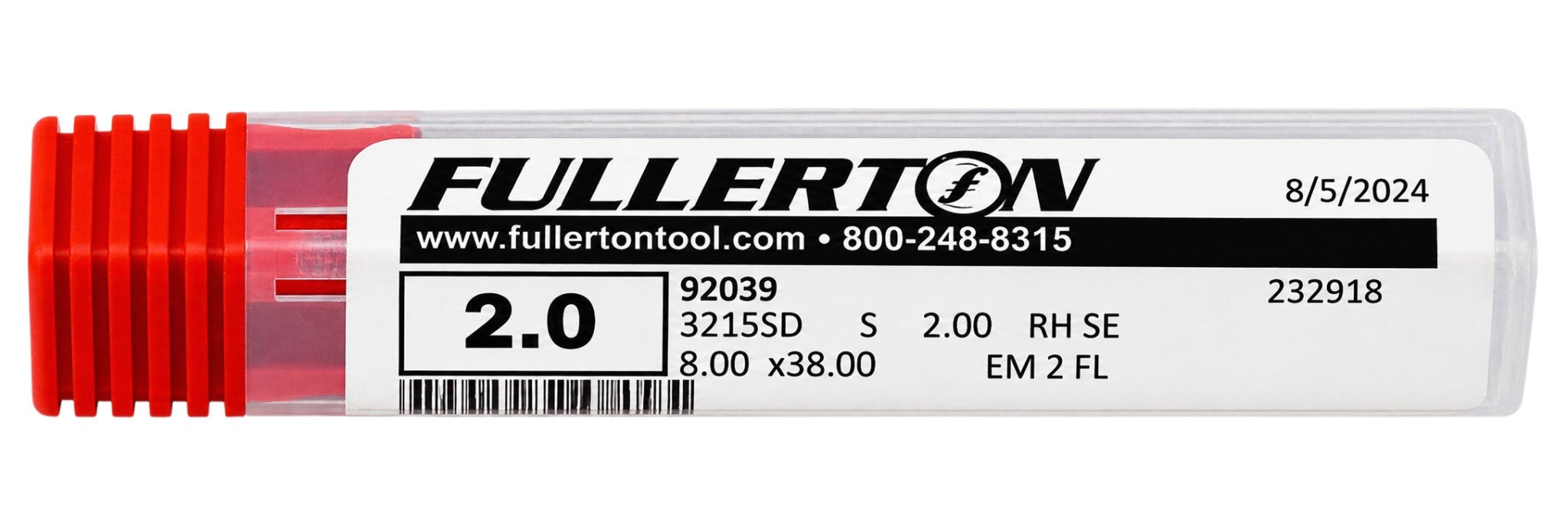 Fullerton 92039 0.0787" 2 Flute Standard Square End Mill - Twin Eagle Imports