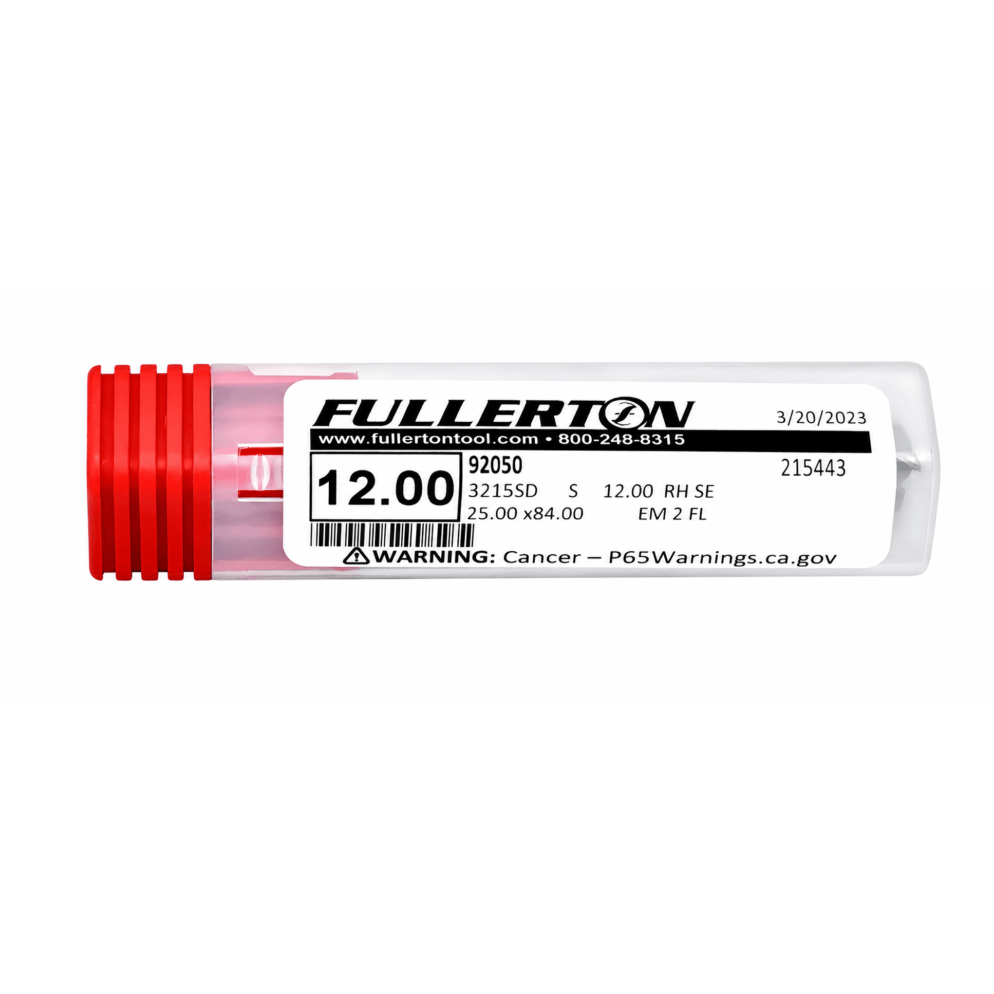 Fullerton 92050 12mm 2 Flute Carbide Square End Mill - Twin Eagle Imports