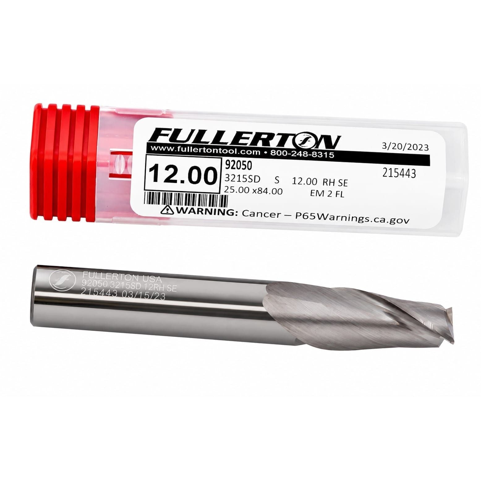 Fullerton 92050 12mm 2 Flute Carbide Square End Mill - Twin Eagle Imports