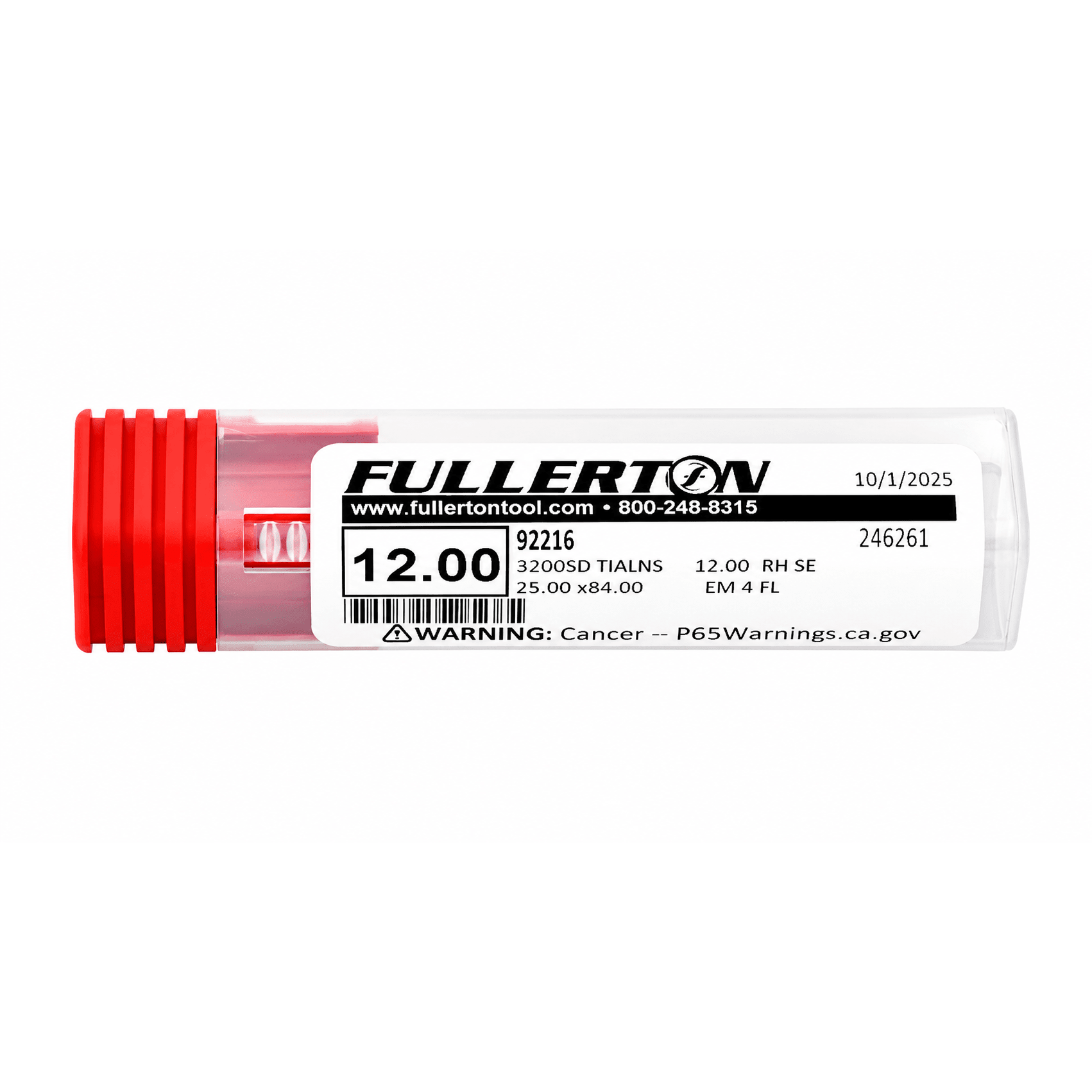 Fullerton 92216 12mm 4 Flute TiAlN Coated Carbide Square End Mill - Twin Eagle Imports
