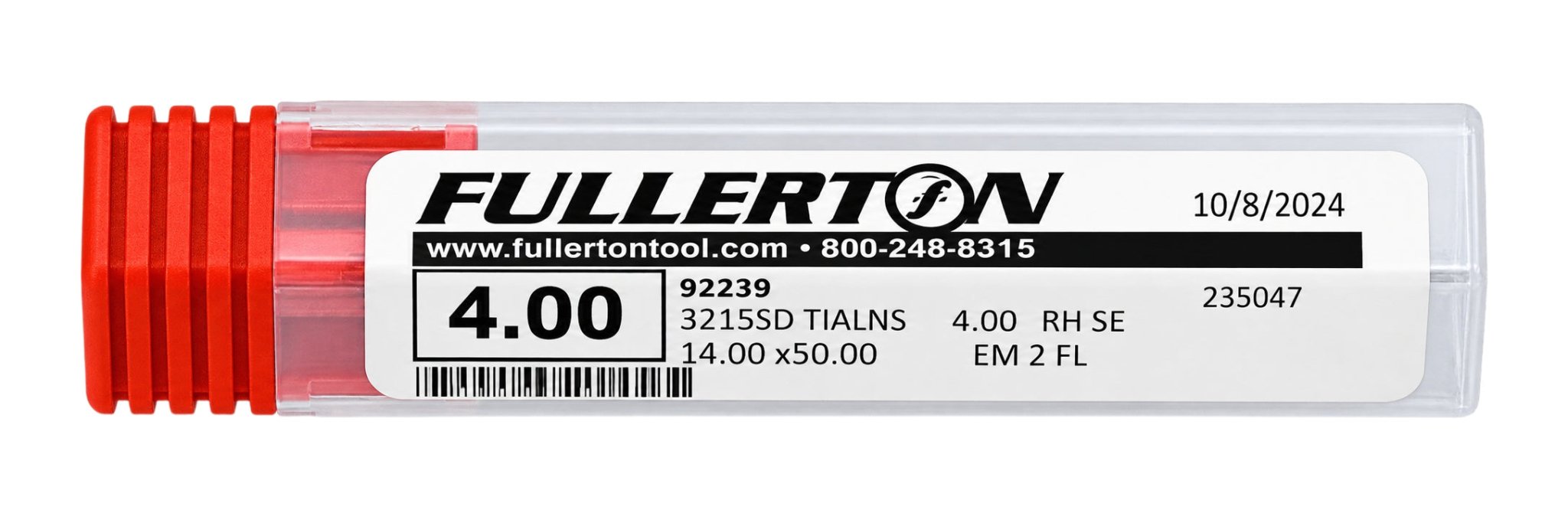 Fullerton 92239 0.1575" 2 Flute TiAlN Coated Standard Square End Mill - Twin Eagle Imports