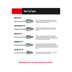 Fullerton CARBIDE BURRS Fullerton - SH5 1/2" Flame Shape Series Extended Shank Carbide Burr