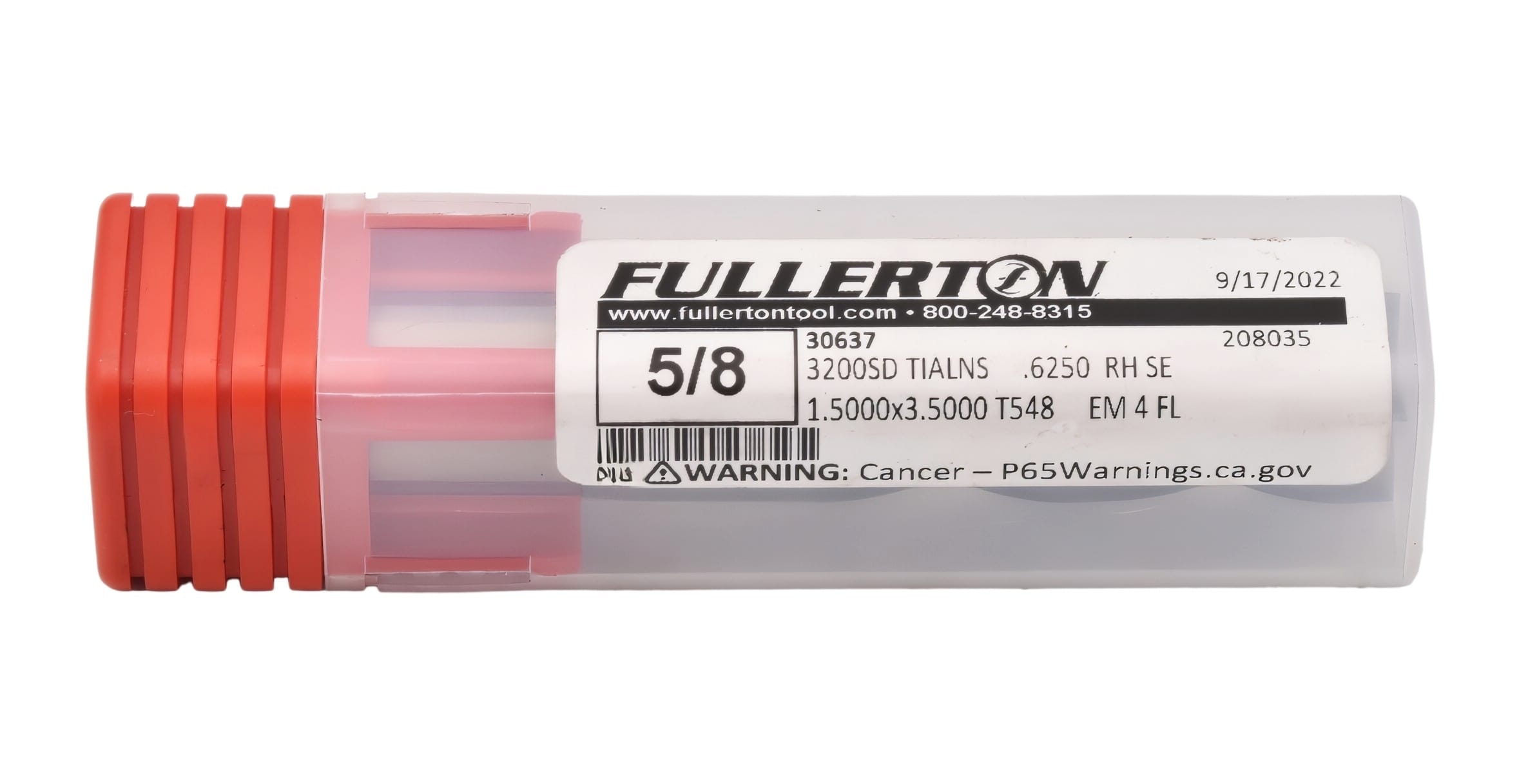 FULLERTON TOOL COMPANY MILLING CUTTERS Fullerton 30637 5/8 Inch 4 Flute TiAlN Coated Carbide Square End Mill