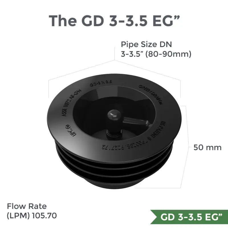 Green Drain Waterless Trap Seal 3-3.5" (85-90mm) - Twin Eagle Imports